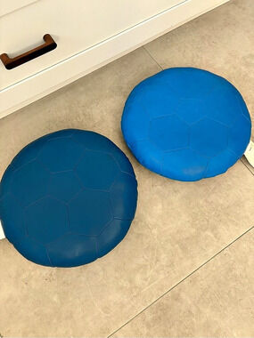 Blue Soccer Geometric Round Seat Cushions Set of 2